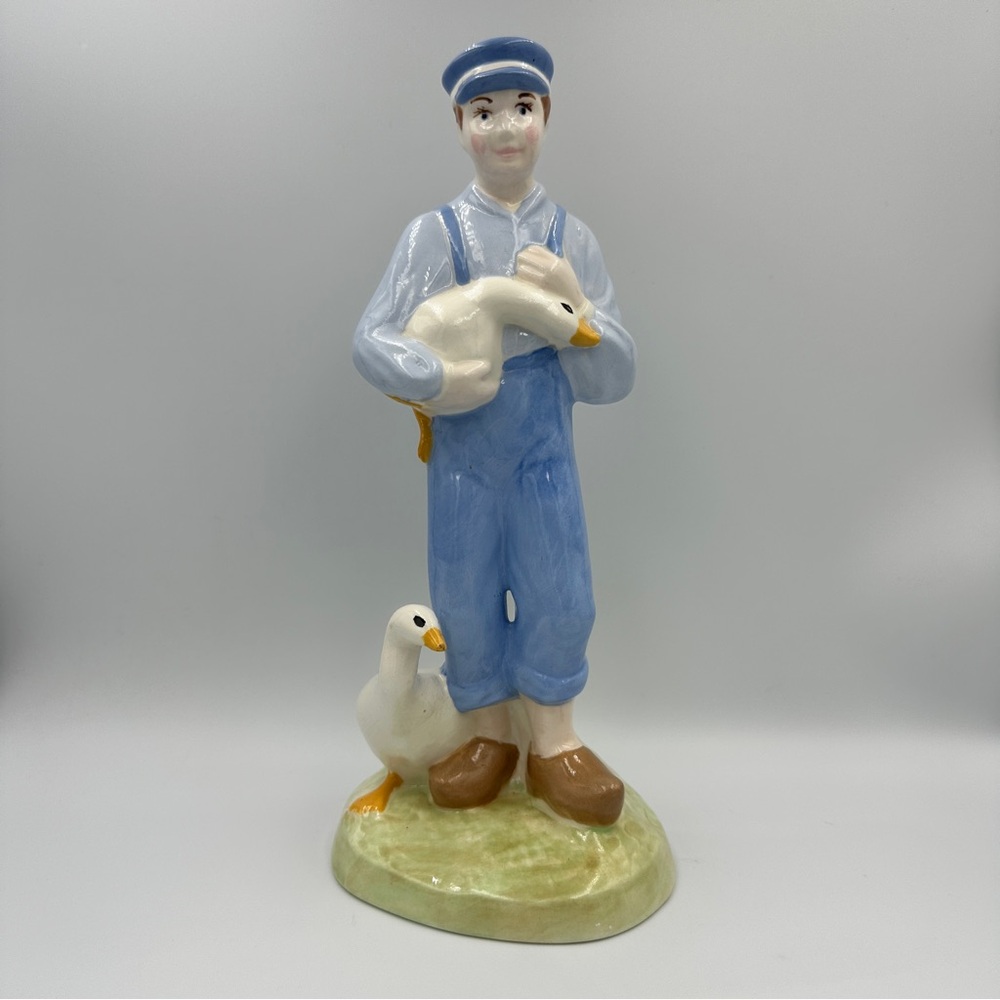Vintage 1975 Duncan Ceramics Production Inc. Farm Boy With Geese